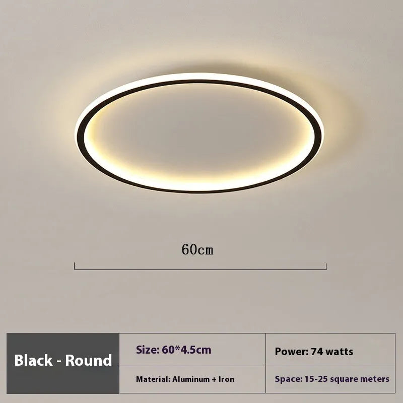 Minimalist LED ceiling lamp in black, gold or white finish with adjustable tricolour lighting