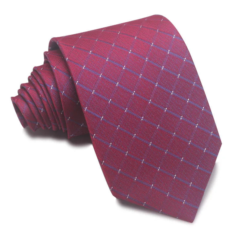 8cm wide polyester jacquard business tie with striped pattern in various colour options