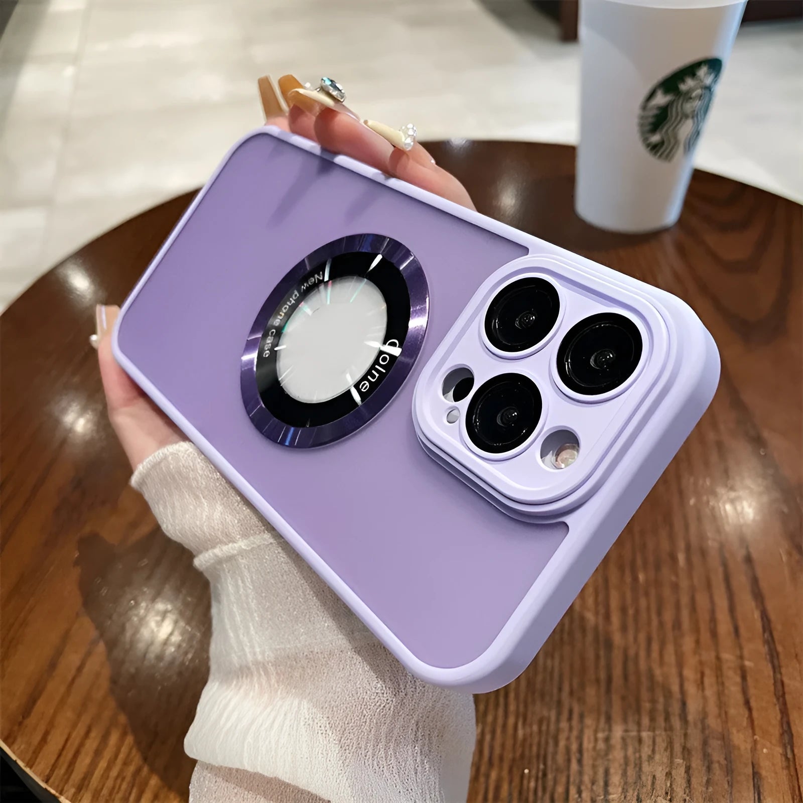 Magnetic frosted PC phone case for iPhone 15 series in blue colour showing shockproof protective sleeve design