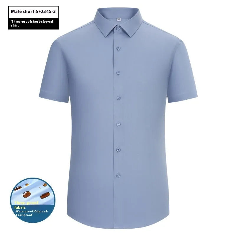 Men's slim fit bamboo fibre business shirt in solid colour with square collar.