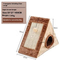 Grey and white triangle-shaped cat nest bed with an integrated sisal scratching post on the side.