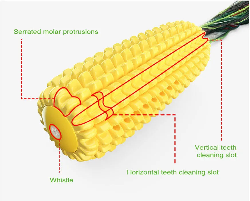 Yellow TPR simulation corn dog dog toy with bite-resistant properties