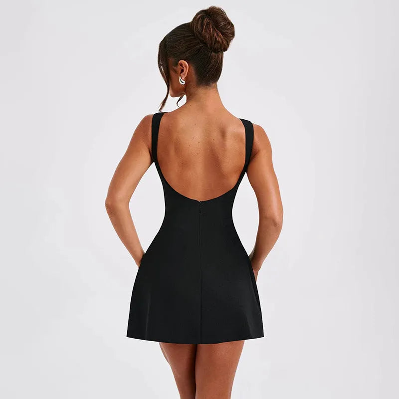 Women's backless sleeveless summer dress in slim-fitting hipster street style