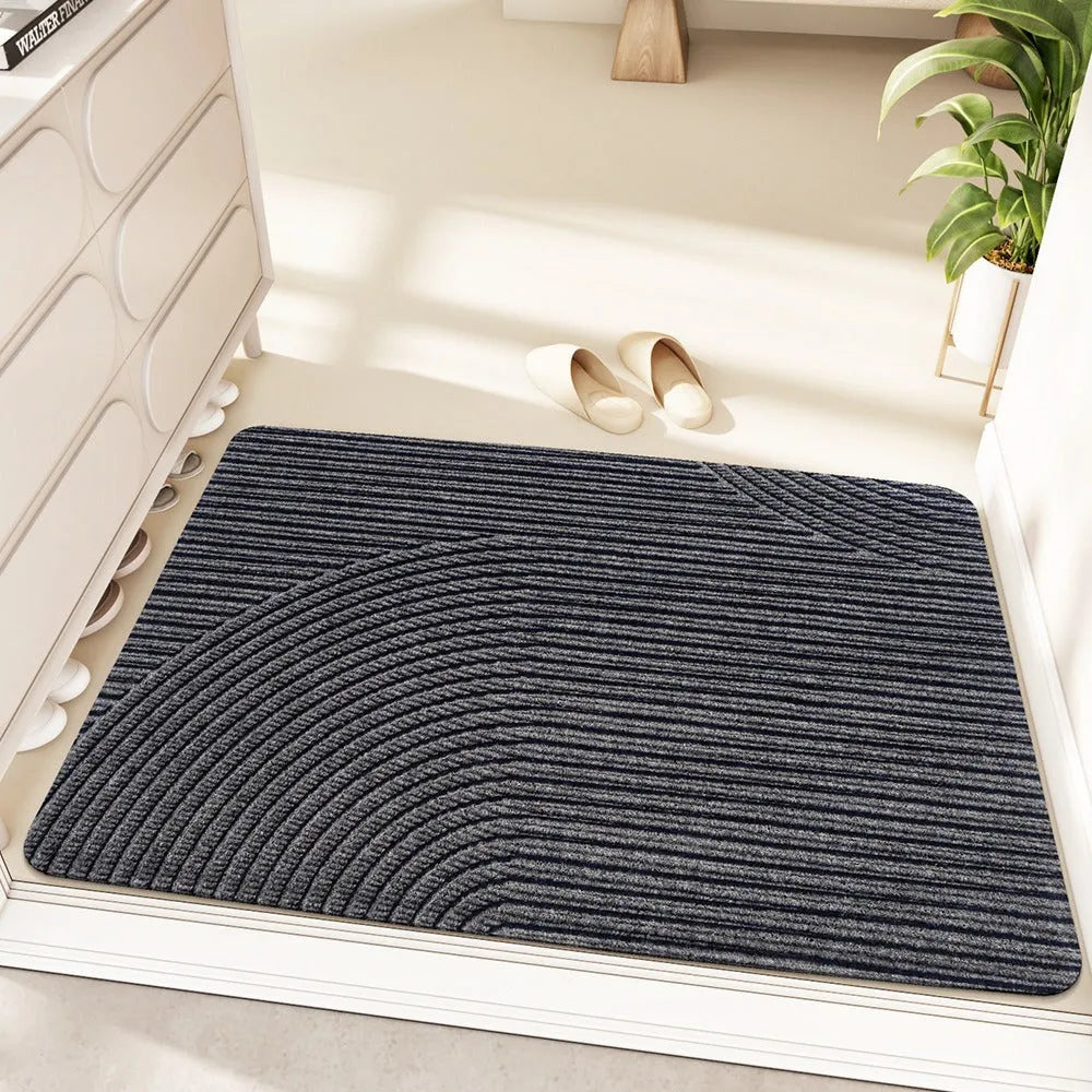 Diatom oil entrance floor mat with cartoon anime alien pattern in blue colour, 60x90cm dimensions