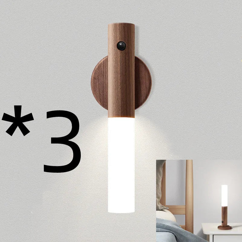 Smart Sensor Light LED desk lamp solid wood base organic glass panel warm white light