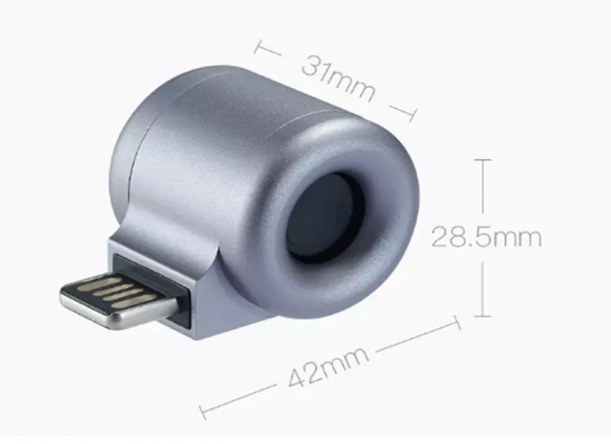 USB mini diffuser car air purifier in grey colour, portable solid device for fresh air