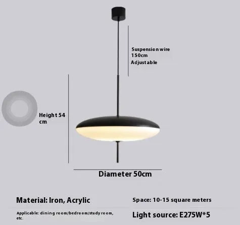 Nordic style retro UFO pendant ceiling chandelier light fixture in a modern room setting