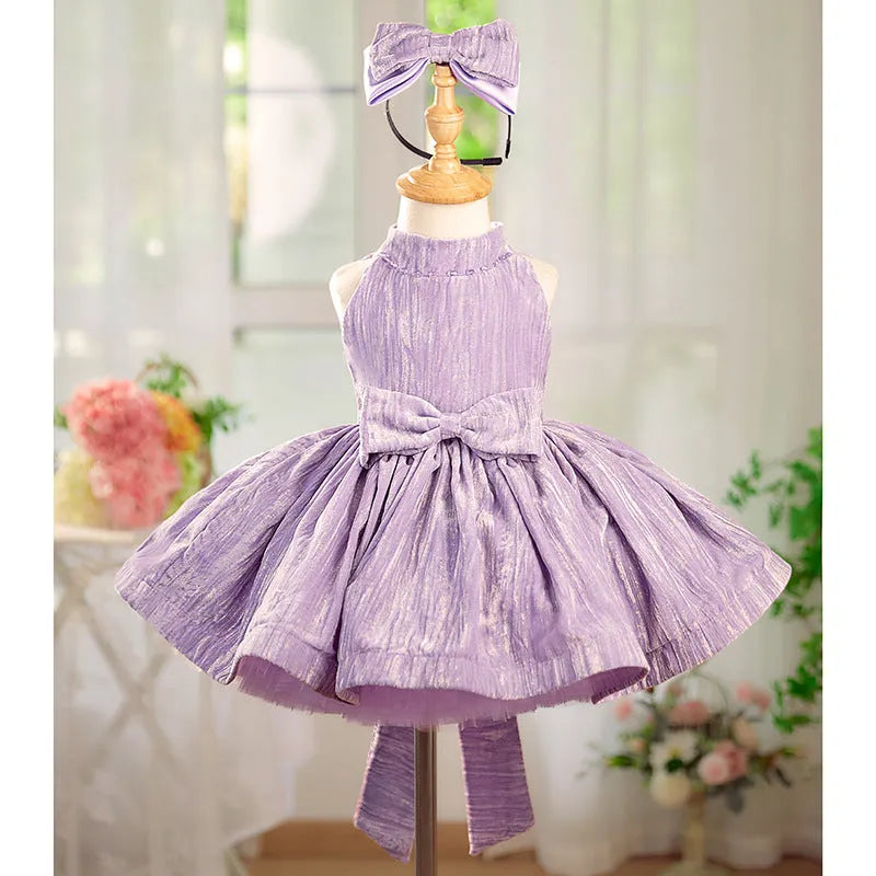 Girls' fashion velvet dream purple princess dress made of polyester fibre, available in height sizes 80cm to 160cm