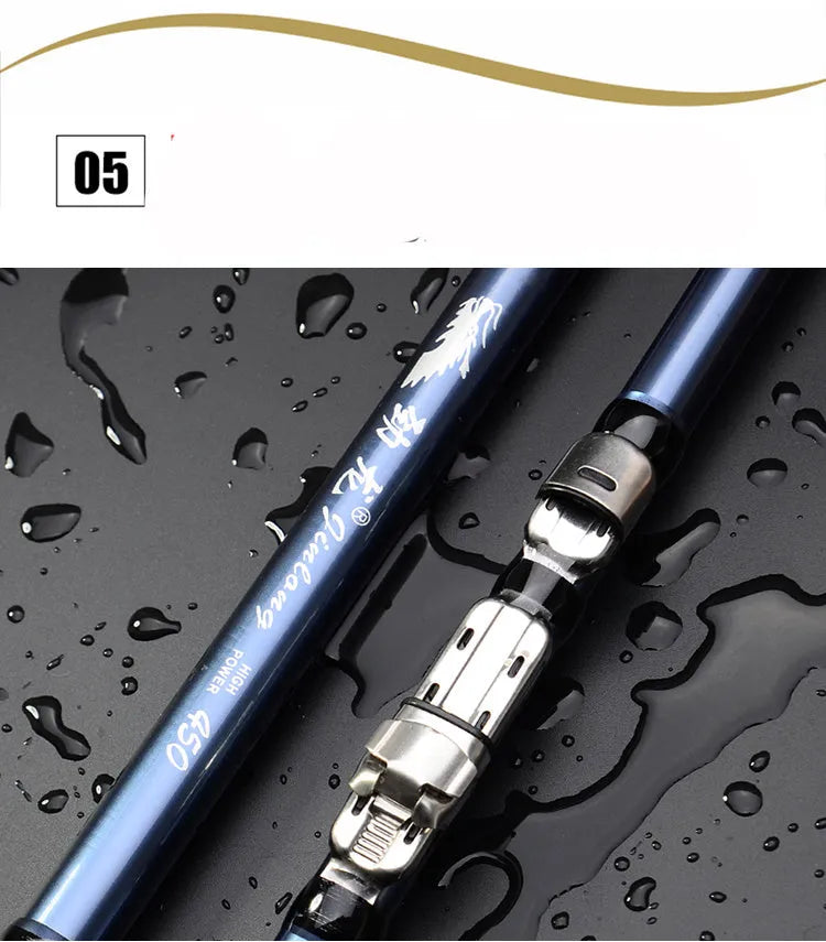 Full carbon blue rock fishing rod with 6 sections for sea fishing hard tonality