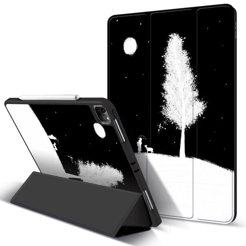 iPad Pro anti-drop protective case with magnetic pen slot and adjustable stand in simple style