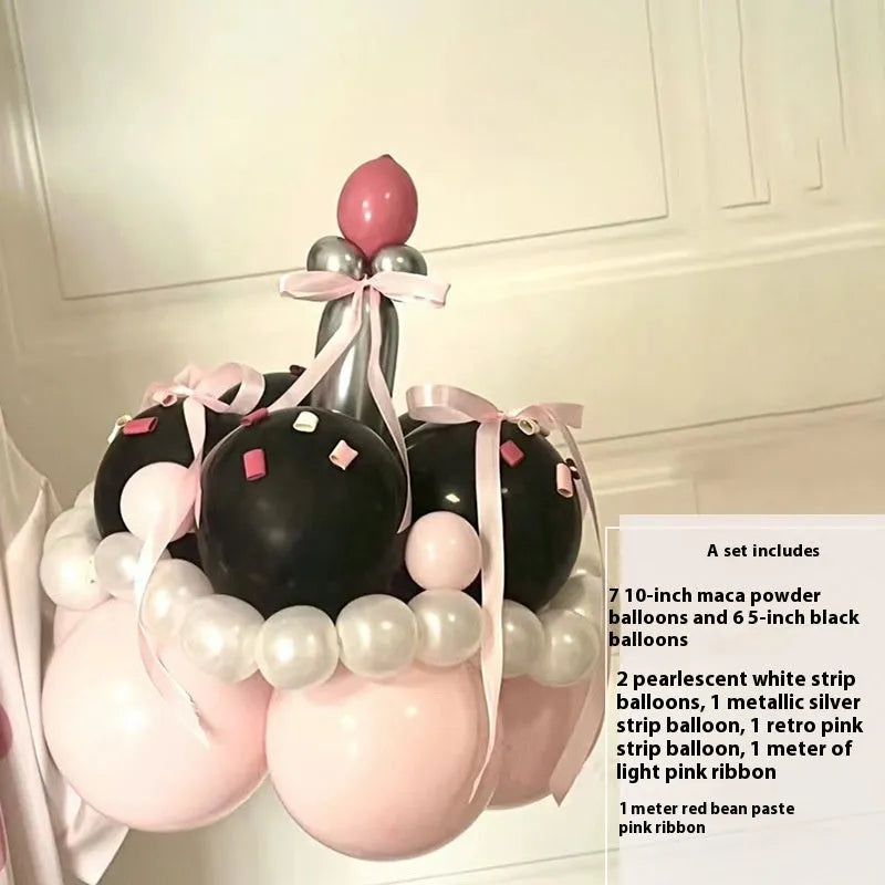 Round DIY balloon bouquet cake decoration kit with ten style options for party celebrations