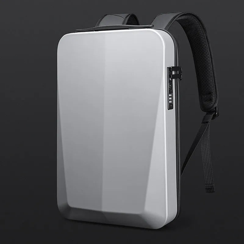 PC blister hard case computer bag with combination lock in silver, 45x30x8cm, business commuting style