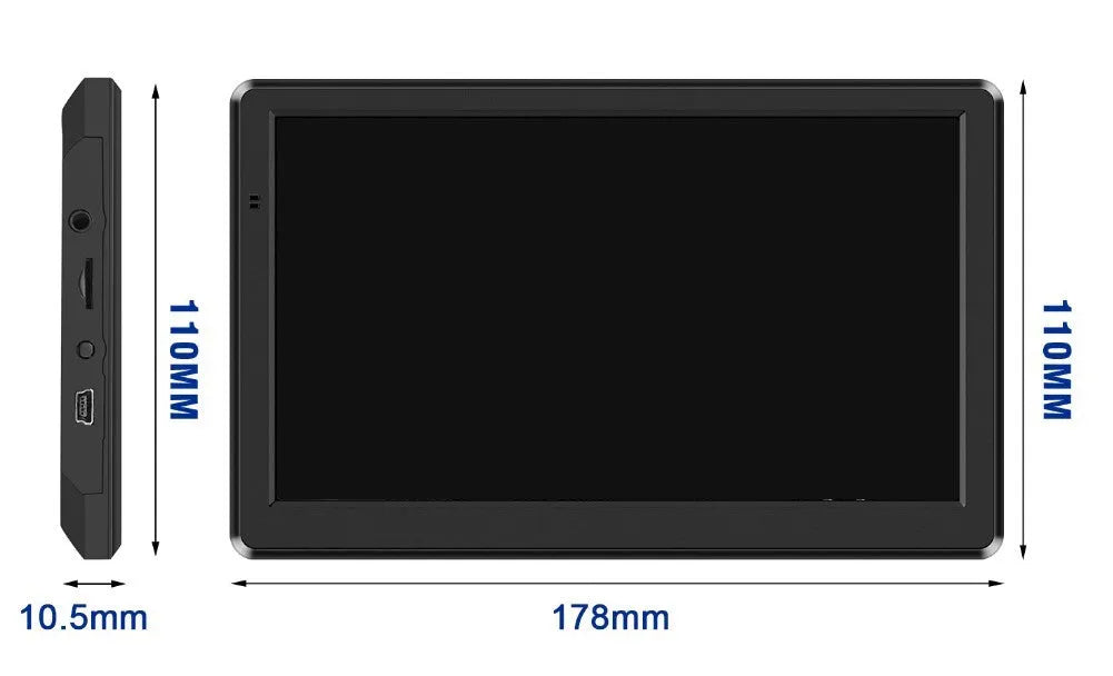 7 inch car GPS navigation device with touchscreen display on vehicle dashboard