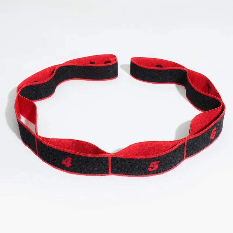 Latin dance stretch band nine-segment yoga elastic band 85cm nylon latex pink and black eight-grid pattern