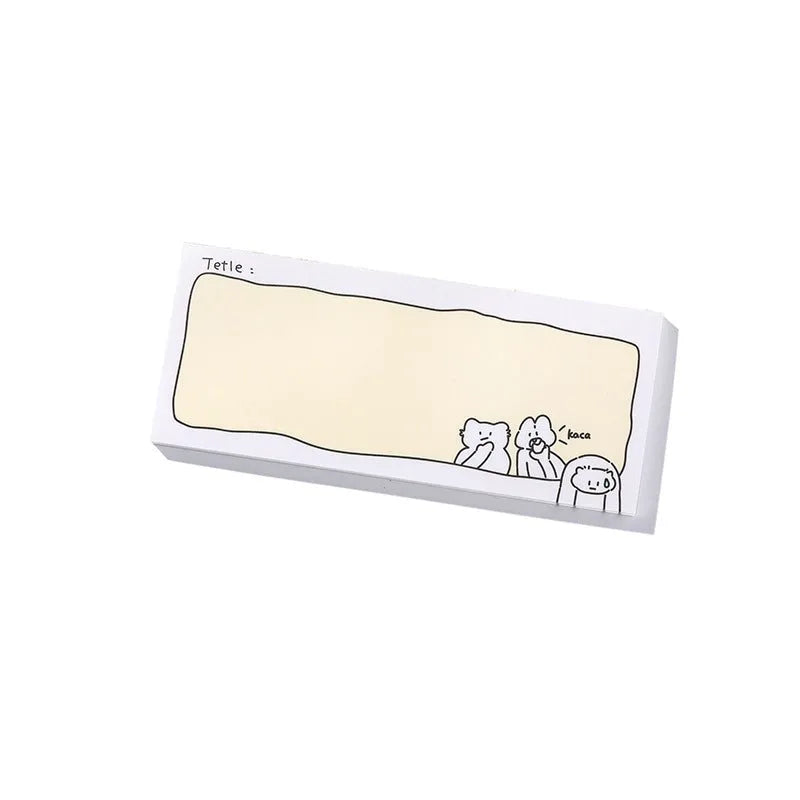 Pack of cartoon hand design sticky notes showing six different style options and three size formats.
