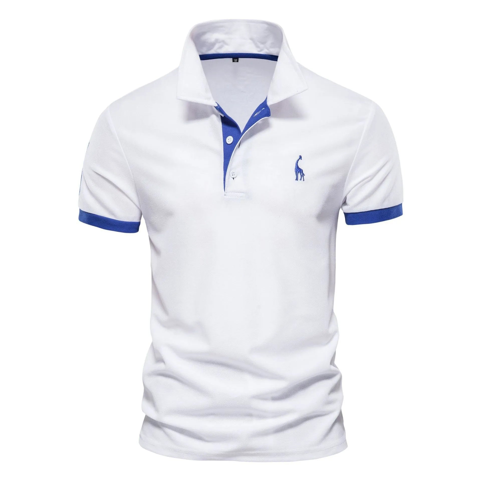 Men's white slim fit t-shirt featuring a detailed embroidered deer design on the chest.