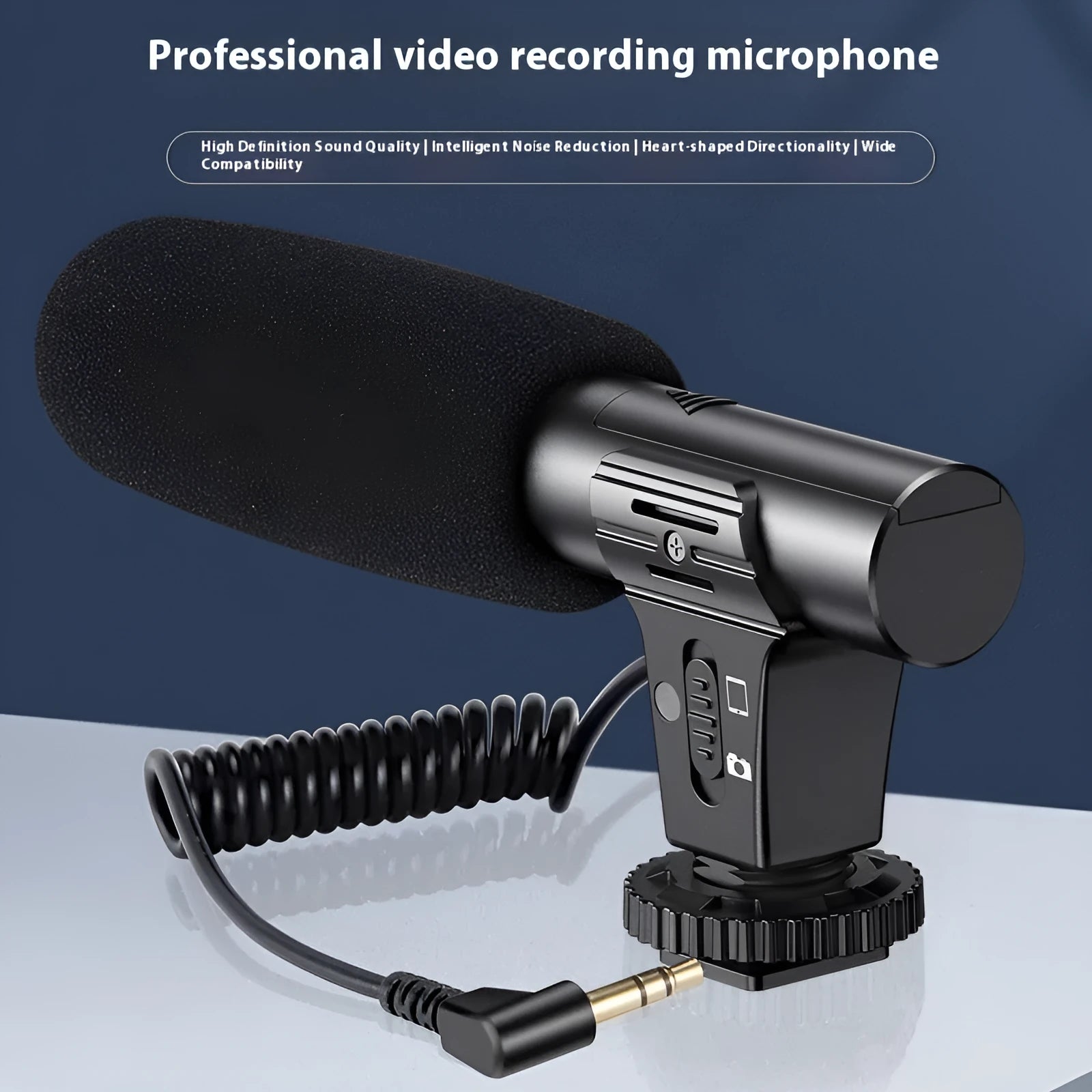Black mobile phone video recording microphone for stage, interview and broadcasting use