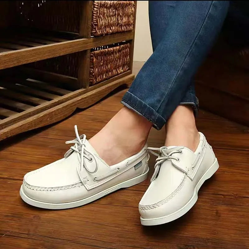 Men's British style casual shoes in artificial PU with flat heel and round toe