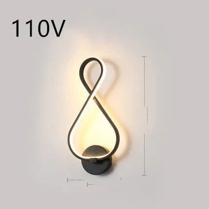 Nordic minimalist LED wall lamp in black or white with silicone shade for bedroom bedside lighting
