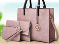 Women's PU leather mother-and-child shoulder bag set in red, black, pink, grey, and brown colours