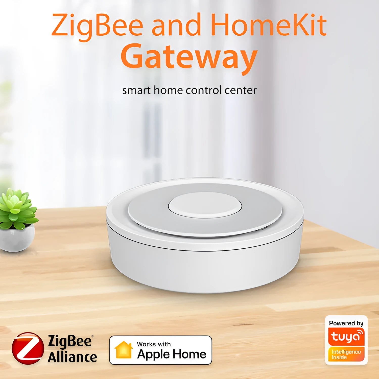White smart home gateway with Ethernet port for ZigBee 3.0 device control