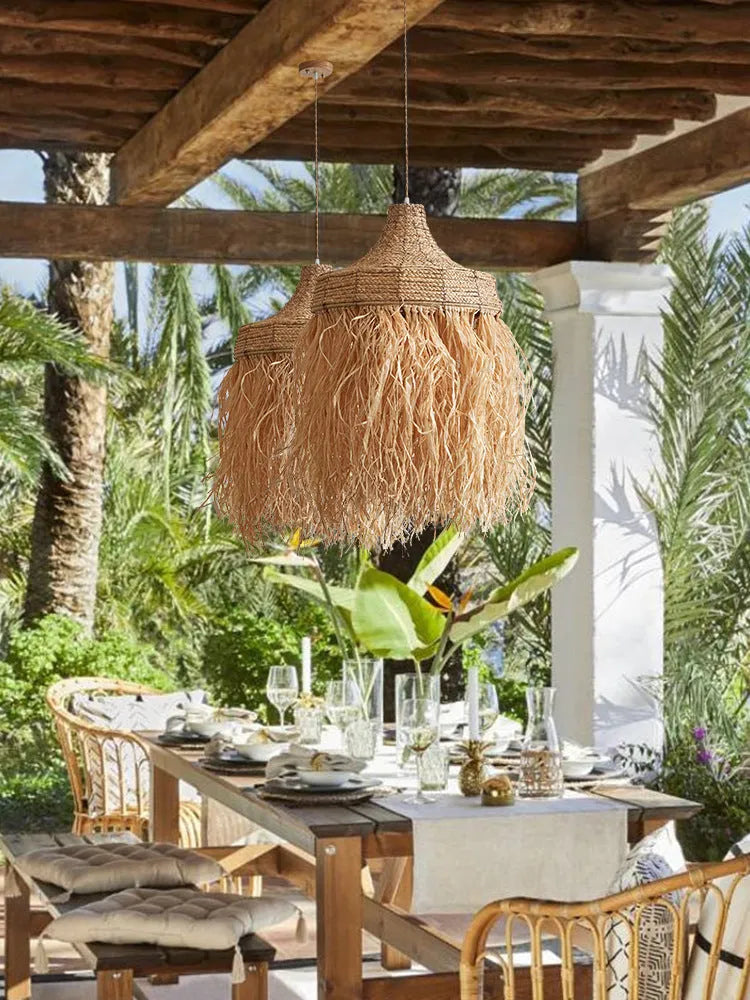 Wild vetch and willow woven restaurant chandelier with 50cm diameter in Southeast Asian style