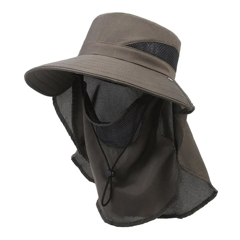 Men's adjustable polyester fisherman sun hat with a wide brim in army green colour.