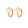 Heart-shaped stainless steel stud earrings with zircon stone accents for women