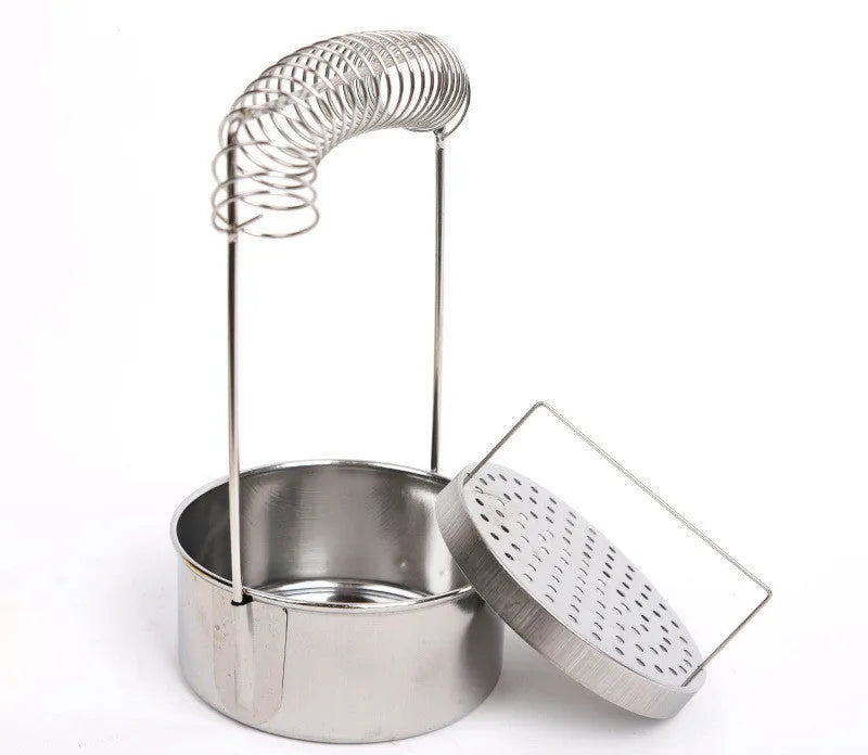 Stainless steel oil painting pen washer with spring brush holder and leaking plug, silver colour
