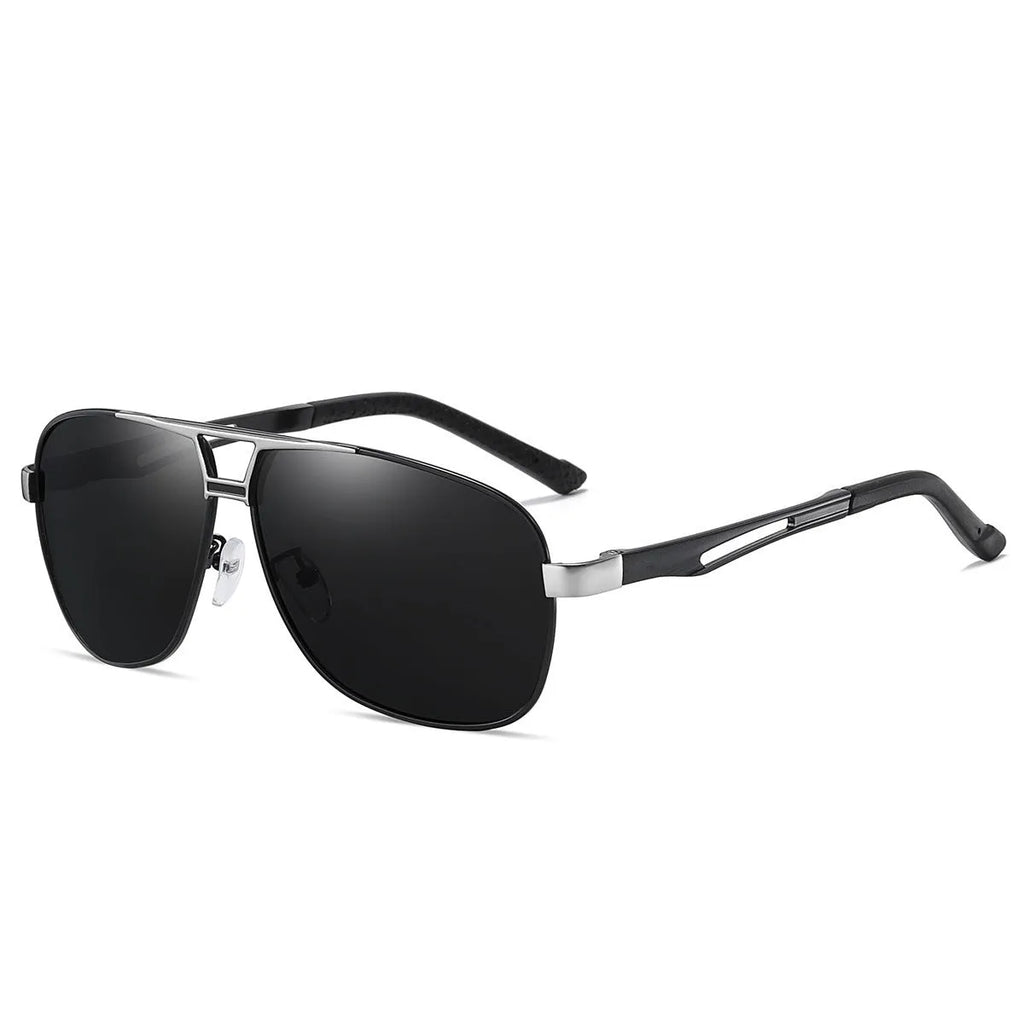 Men's orange red aviator sunglasses with metal frame and polarized HD TAC lenses.