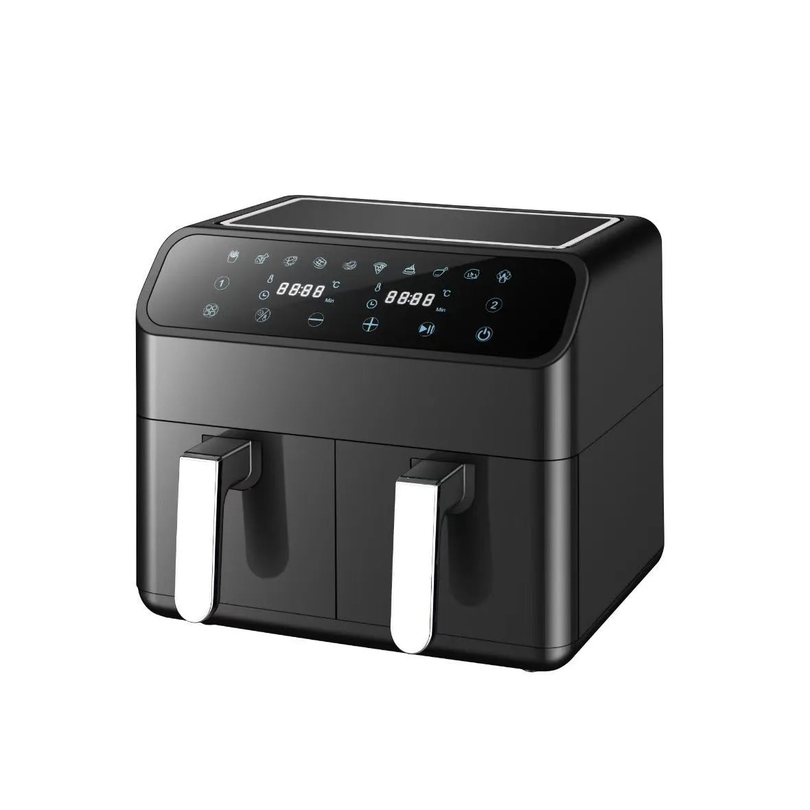 Household multi-function double pot air fryer 8L stainless steel with touch screen and dual baskets