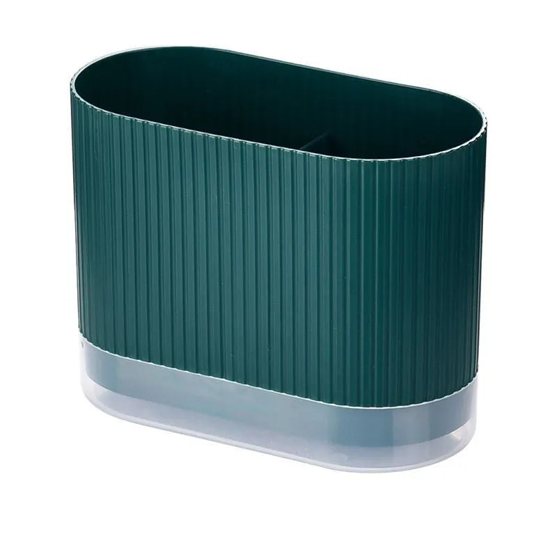 Plastic wall-mounted chopstick holder with drainage holes in beige, dark green or orange colour