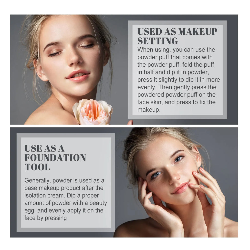 8g natural finishing powder in compact packaging with three shade options for makeup setting