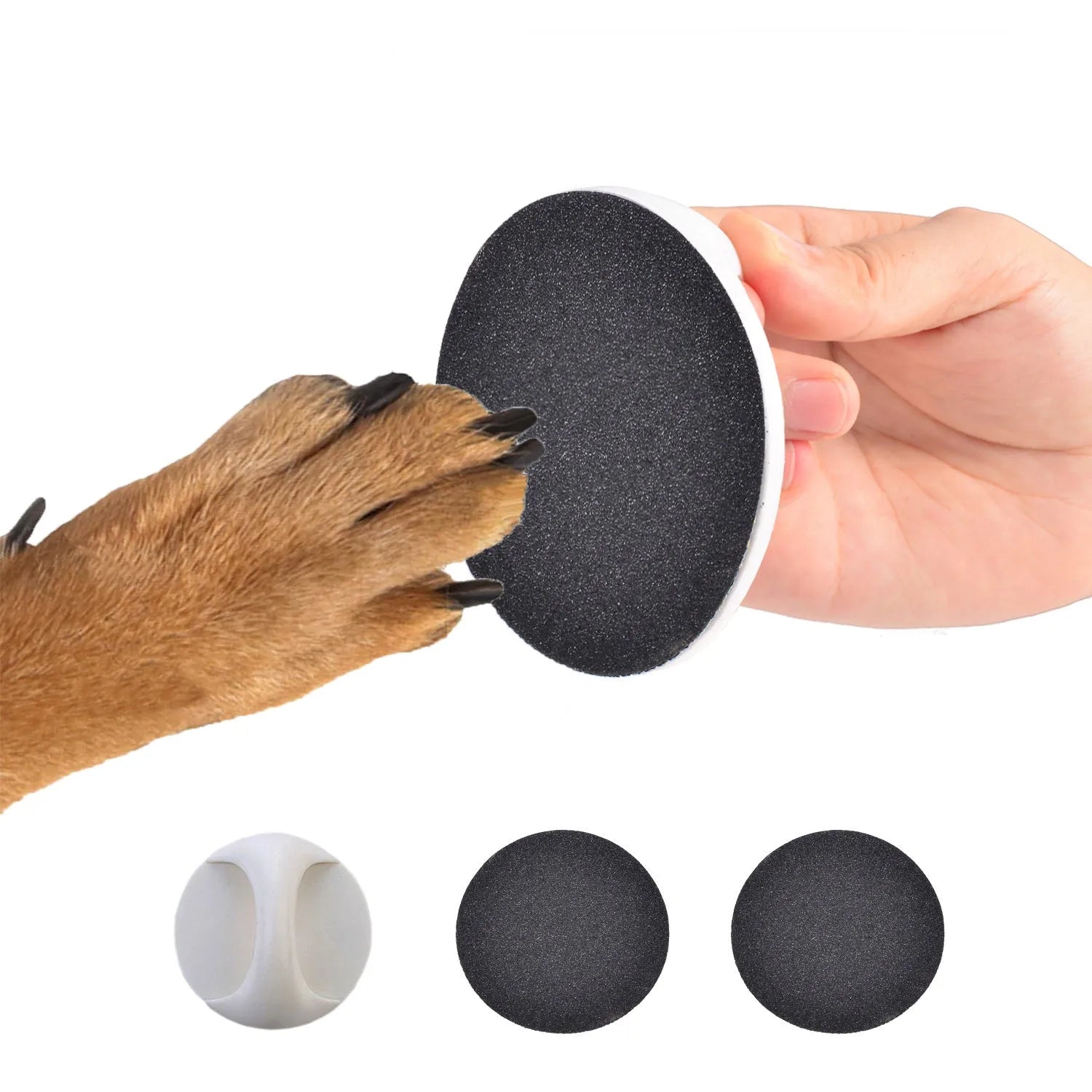 Dog nail scratch board with ergonomic handle in black, blue, green, or yellow colour options