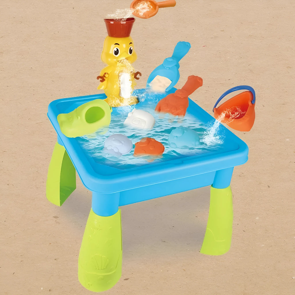 Children's plastic beach table sand pit toys set with sand and water play components