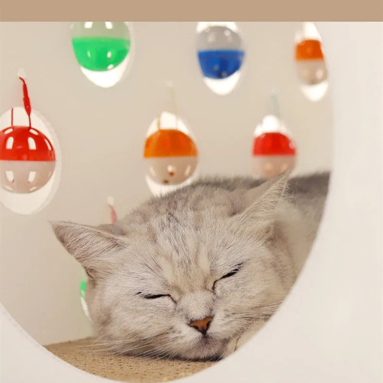 Plastic cat scratch board and nest integrated toy with bell ball tunnel