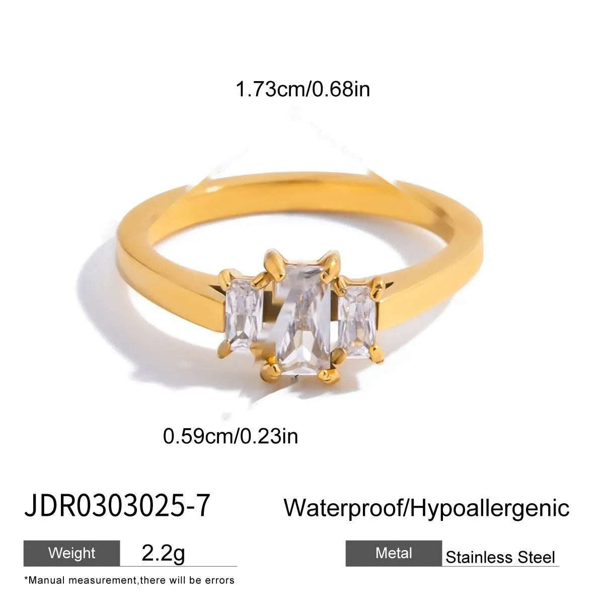 Geometric zircon ring with titanium steel non-fading finish in European/American style