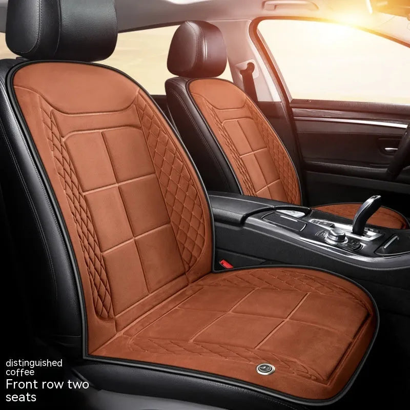 Car seat heating cushion in beige, black, and coffee colours for single, double, and rear seats