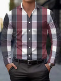 Men's striped long sleeve shirt with button lapel in a choice of colours