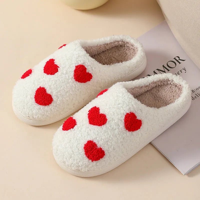 Women's cartoon plush home slippers with PVC soles in Big Love design