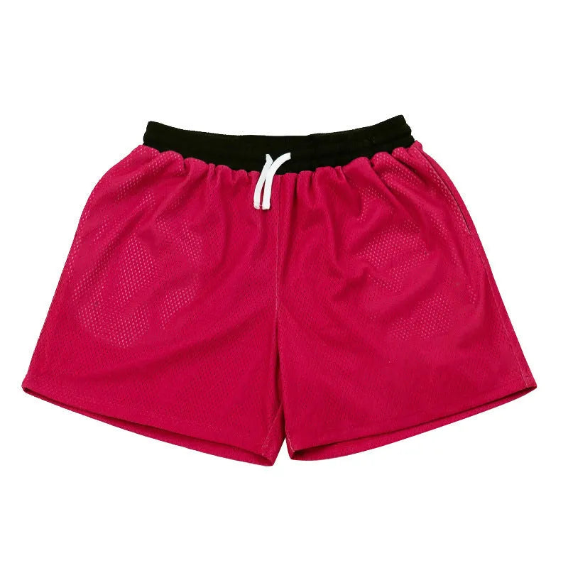 Men's black quick-drying mesh shorts for running and fitness activities