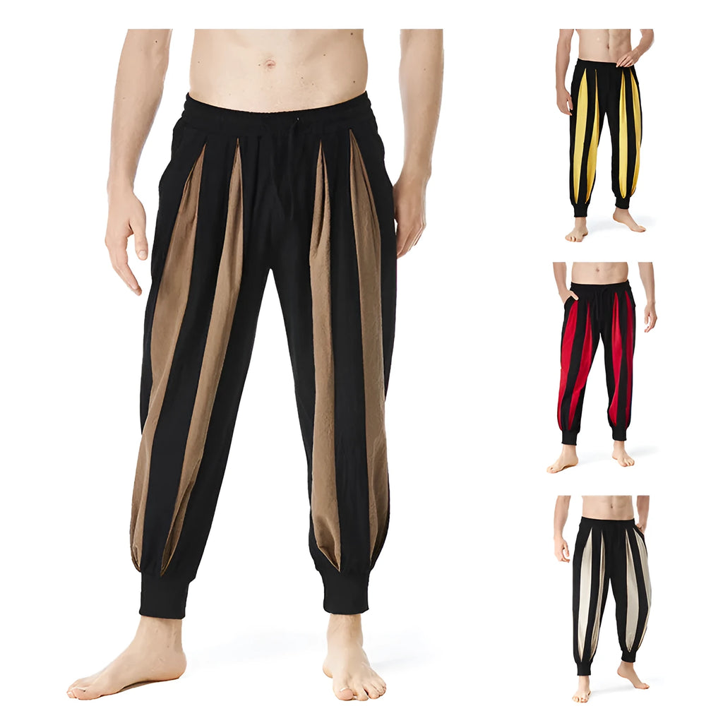 Men's casual trousers in straight leg style with polyester fabric available in red, khaki, yellow and brown colours