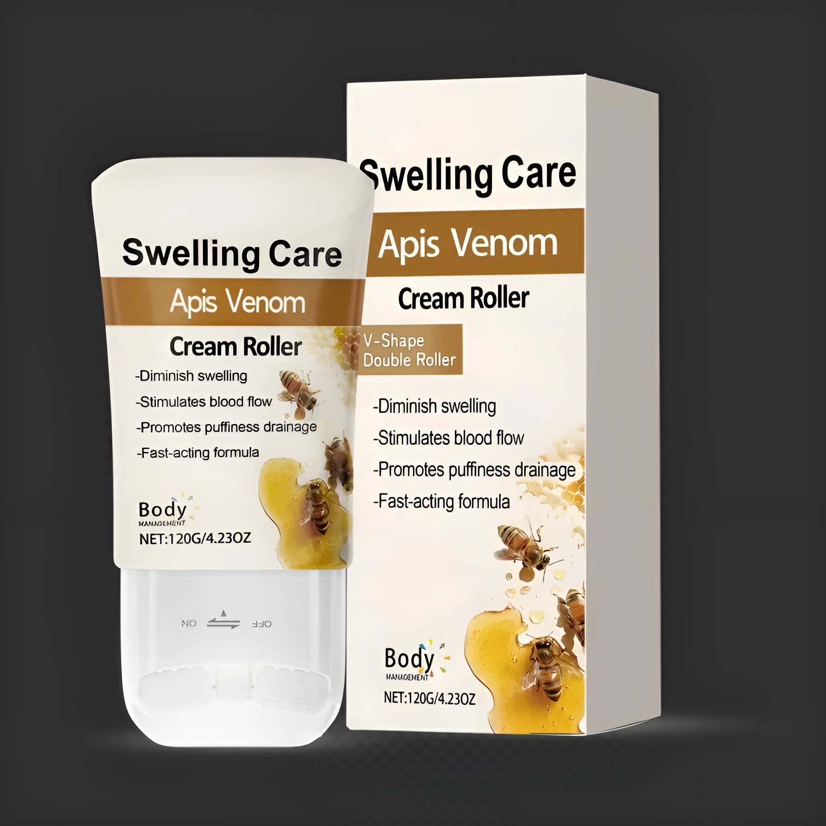 Detumescence Shaping Roller Light Grain Care cream 120g with bee poison for facial and body contouring