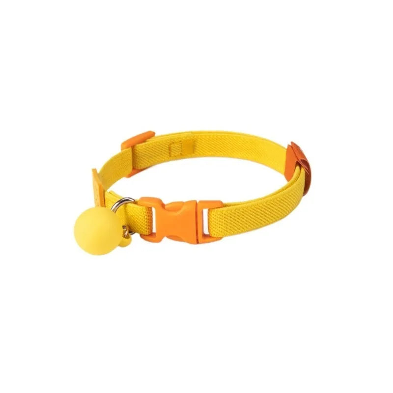 A small dog collar made from high elasticity polyester in an adjustable size, shown in one of seven available colours.