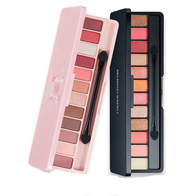 12-colour nude eyeshadow palette in compact packaging 15.2x5x11cm with earth and wine red shades