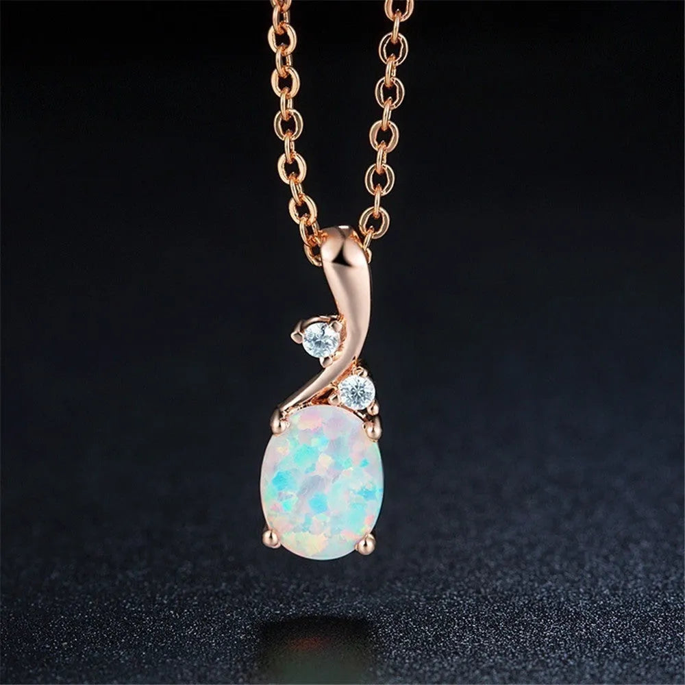 Water drop opal pendant necklace on O-chain with adjustable length from 21cm to 50cm