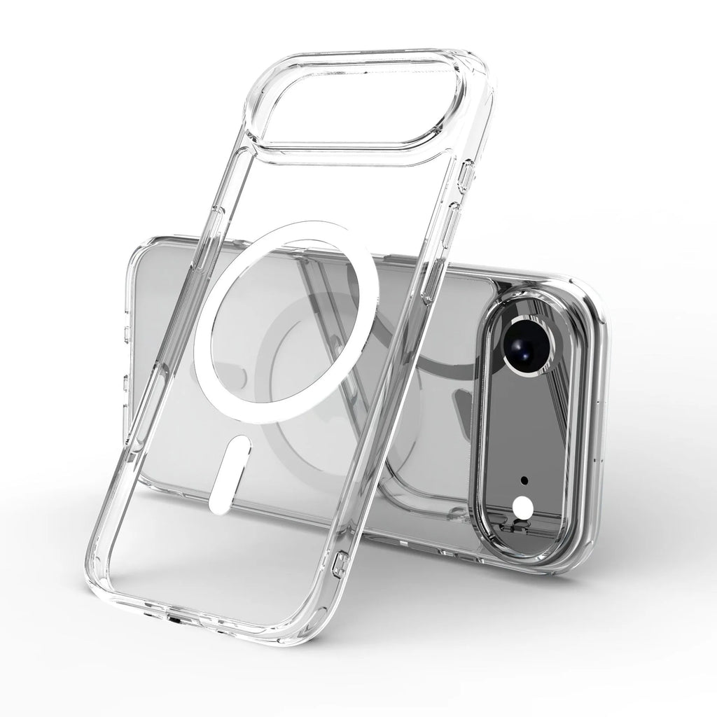 Transparent magnetic phone case for iPhone 17 series showing clear design with magnetic components