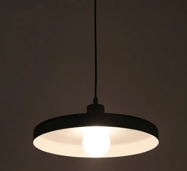 Aluminium alloy coffee shop chandelier in black, shown in three size options: 35cm, 50cm, and 60cm diameter.
