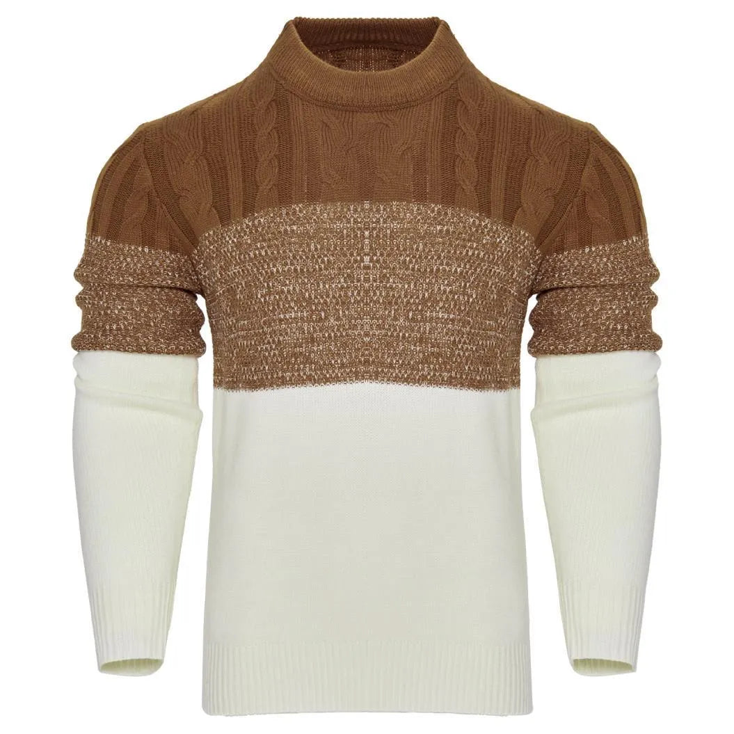 Men's classic crew neck knitted pullover sweater in a long sleeve design for winter.