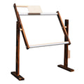 Vertical desktop pine wood cross stitch frame with height adjustment in log colour finish